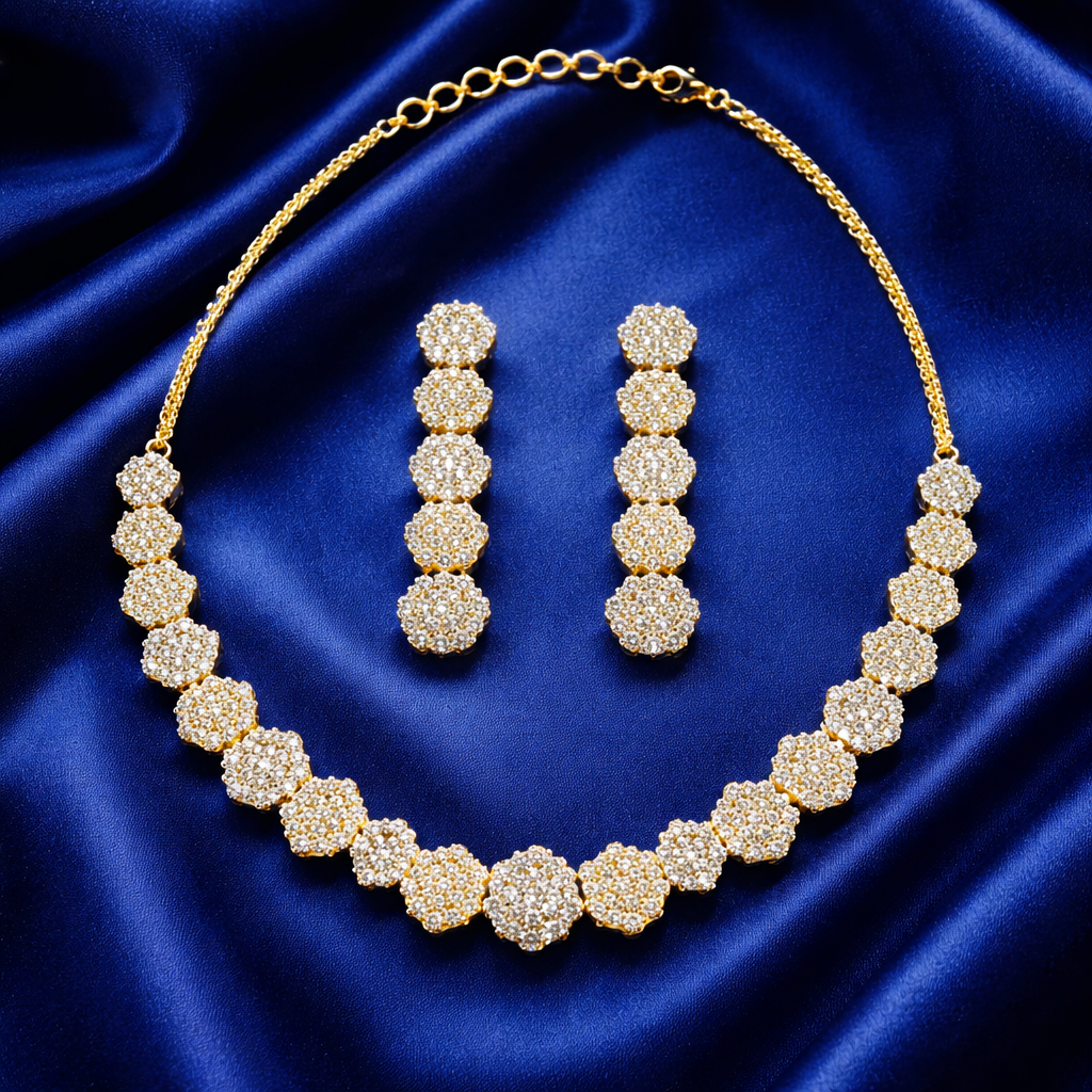 Gold Plated CZ Diamond Circle Necklace