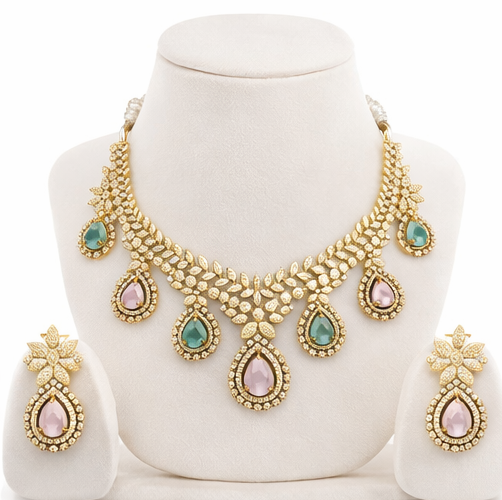 Luxury Gemstone Necklace & Earrings Set