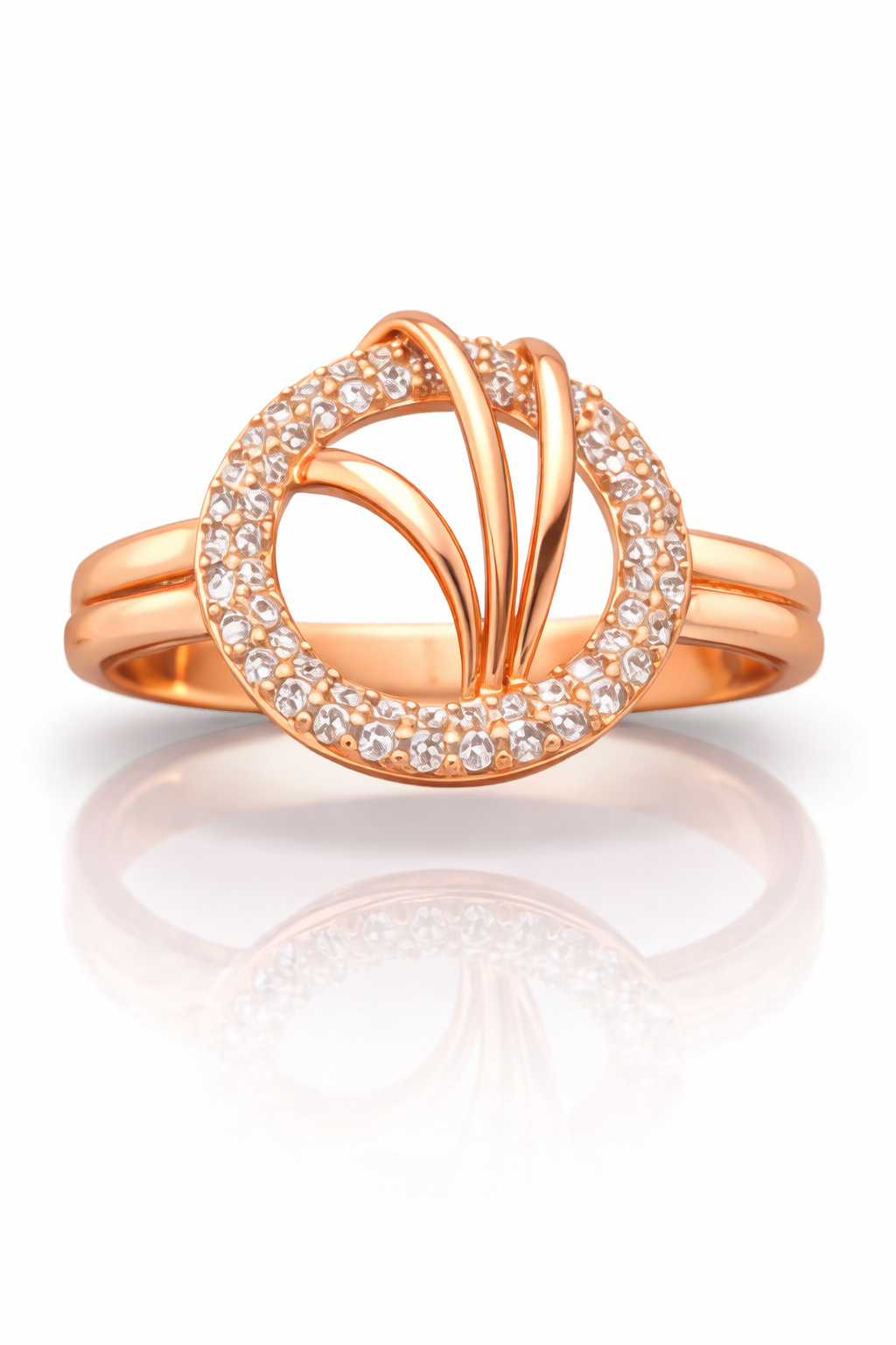 Elegant Rose Gold Plated CZ Diamond Ring