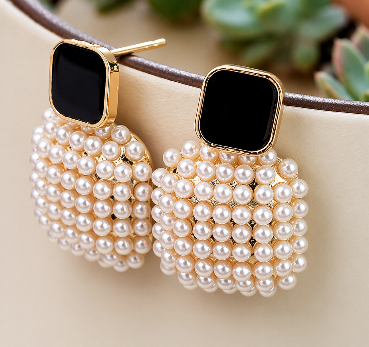 Pearl Cluster Statement Earrings