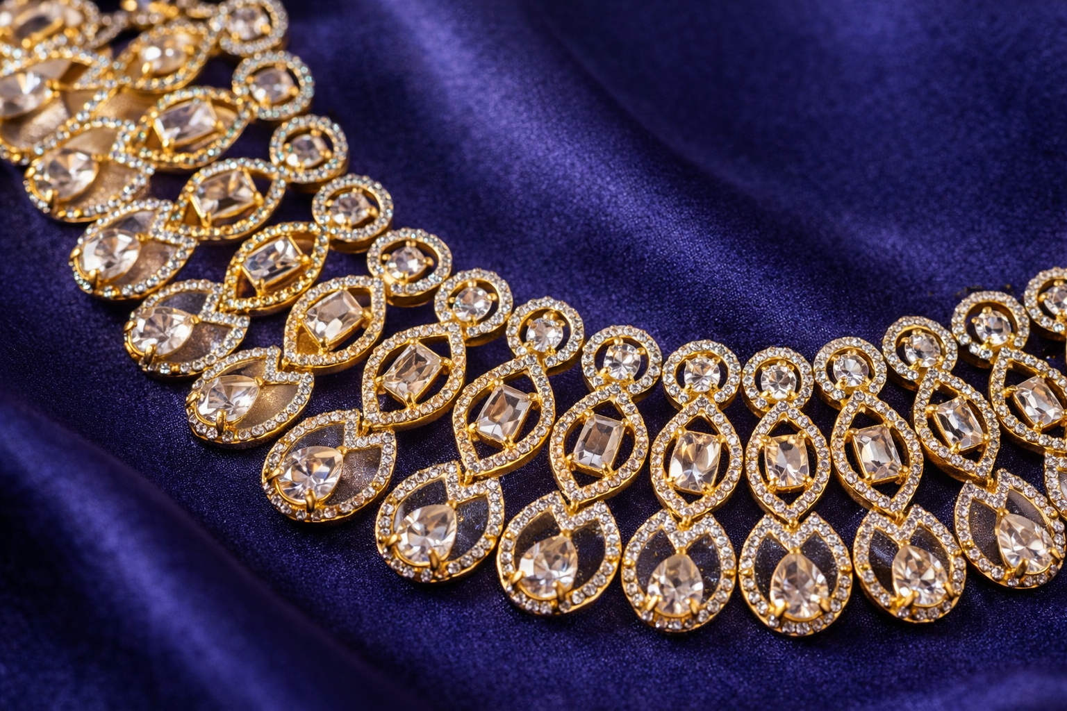 Elegant CZ Diamond Crystal Necklace & Earring Set