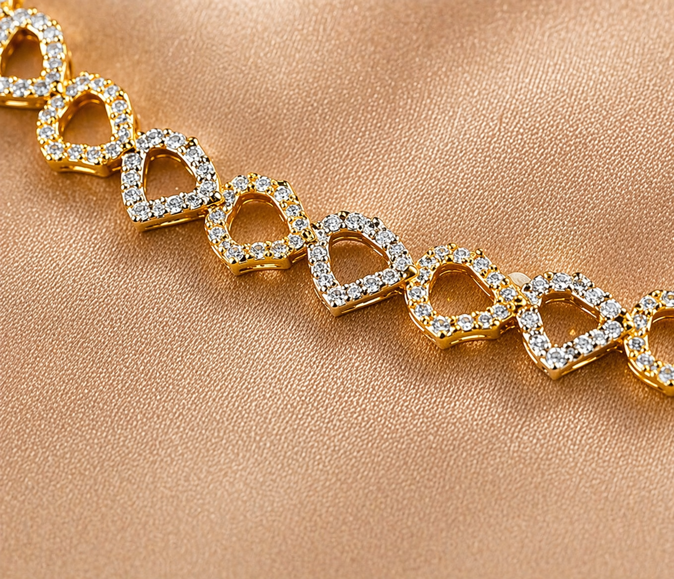 Gold plated and CZ Diamond Crystal Heart Necklace & Earring Set