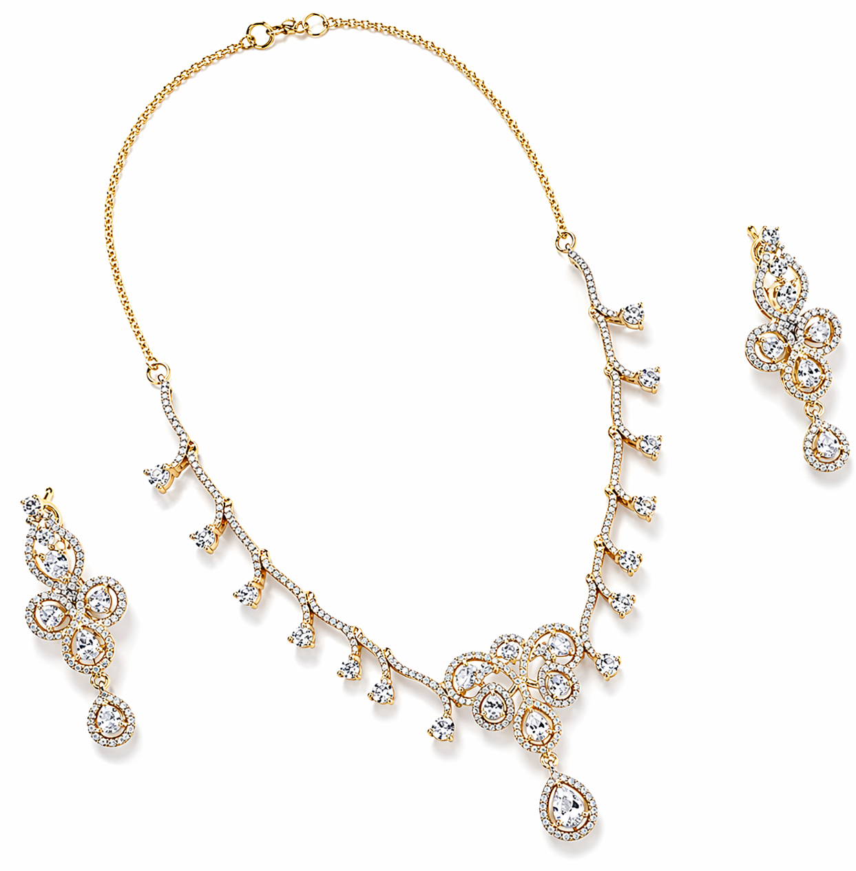 Elegant CZ Diamond Crystal Jewelry Set