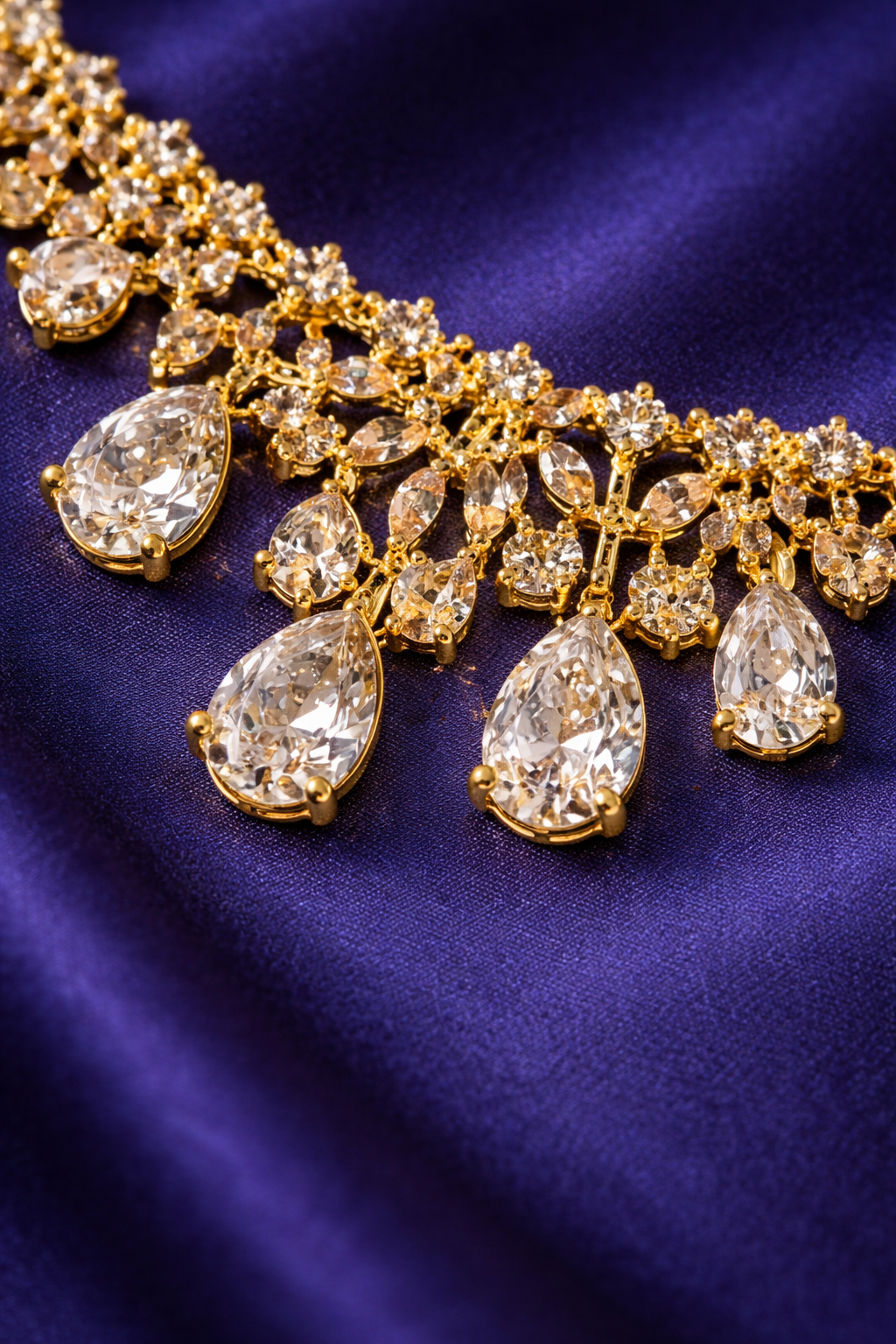 CZ Diamond Crystal Drop Jewelry Set