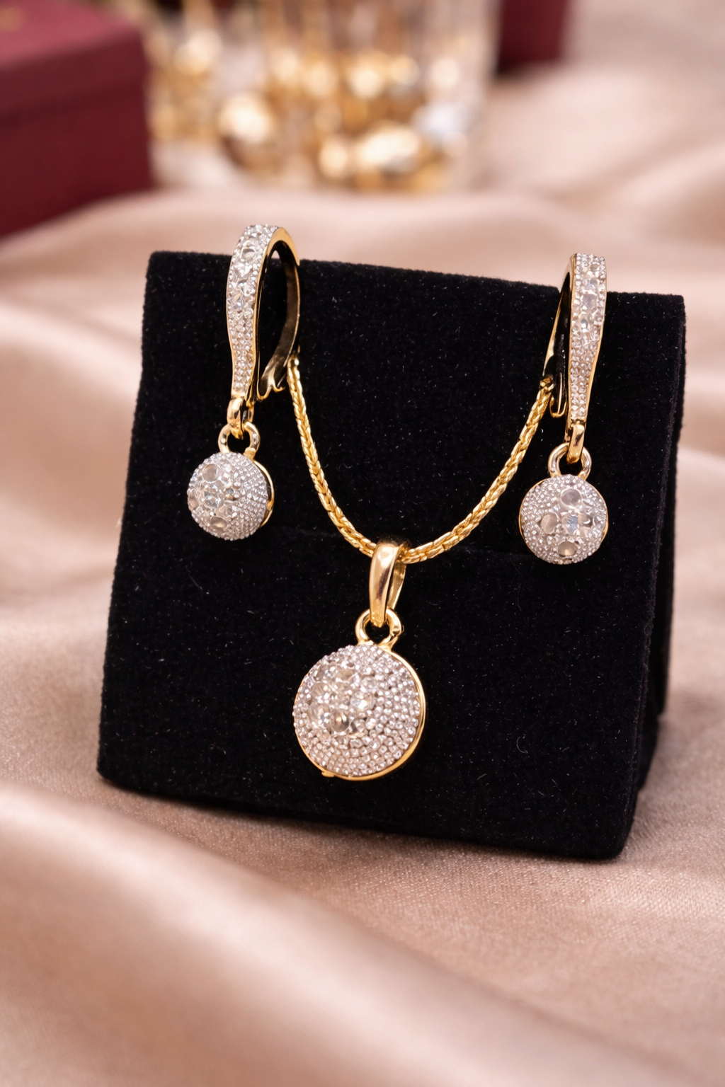 Gold-Plated Round CZ Jewelry Set