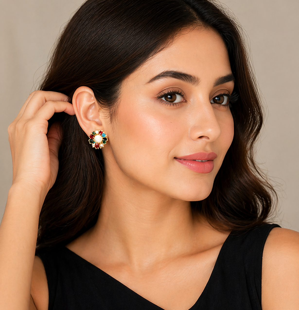 Multicolor Gemstone Stud Earrings