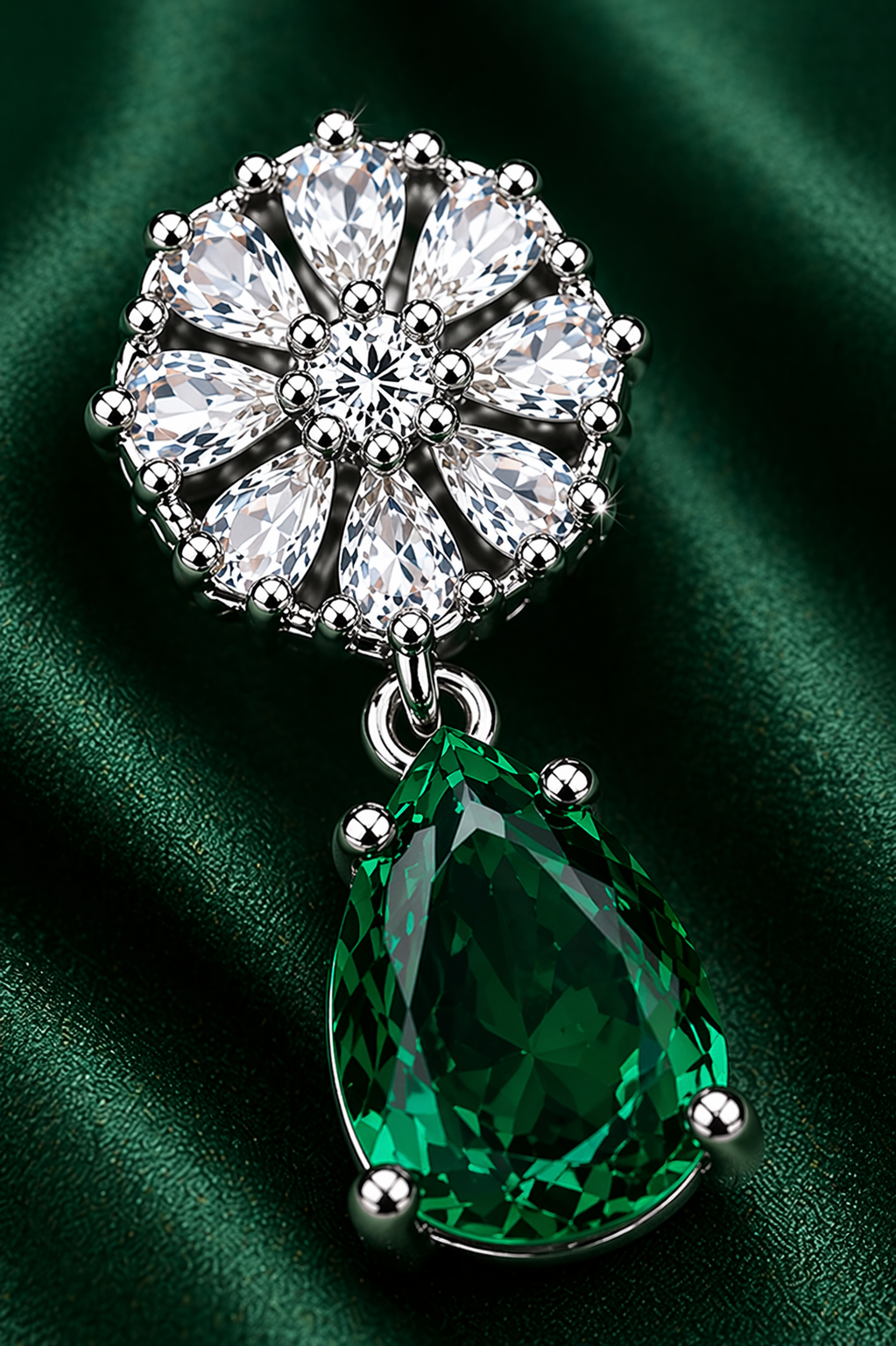 Emerald Drop Flower Earrings