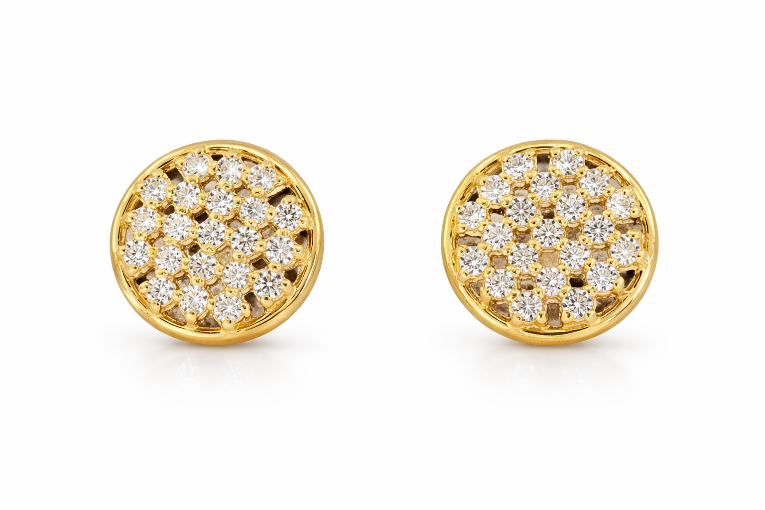 Gold Plated CZ Diamond Cluster Stud Earrings