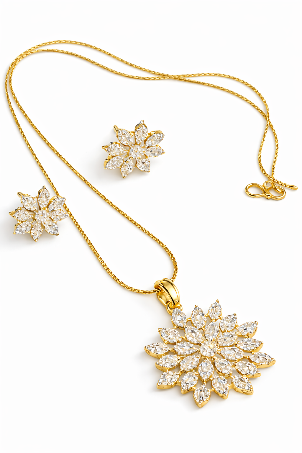 Floral CZ Diamond Jewelry Set