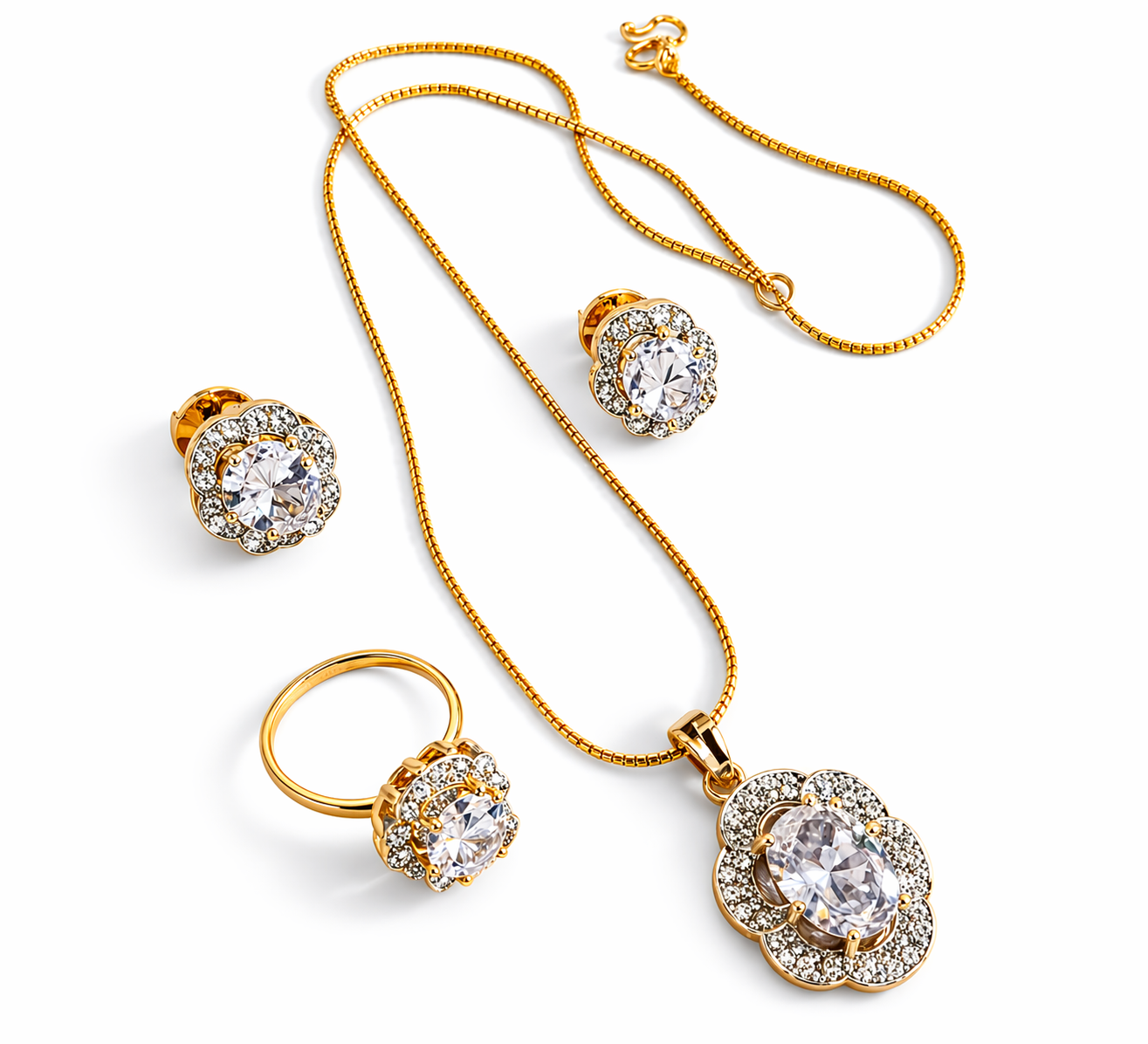 Elegant CZ Diamond Jewelry Set