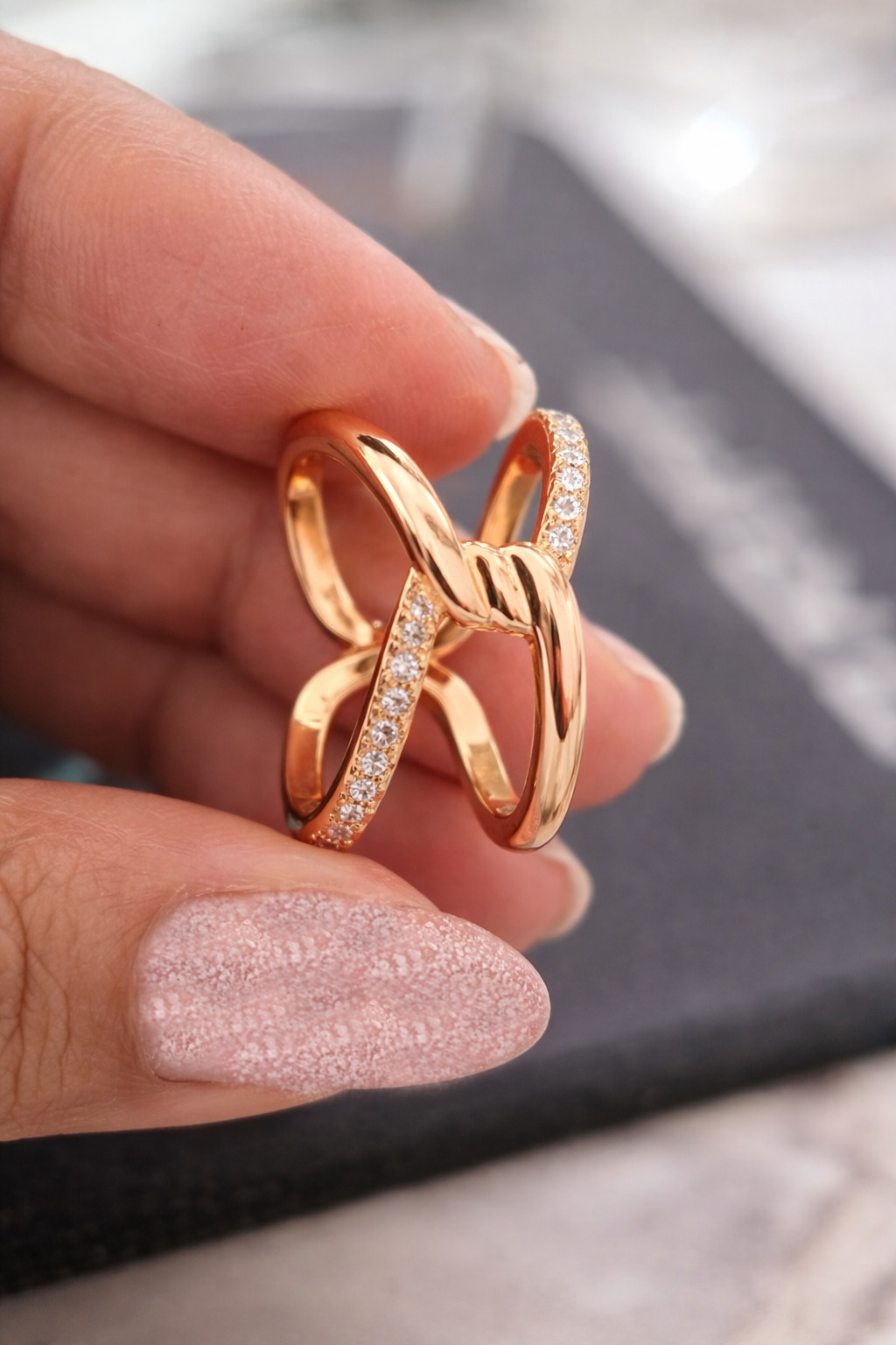 Rose Gold Plated CZ Diamond Infinity Ring
