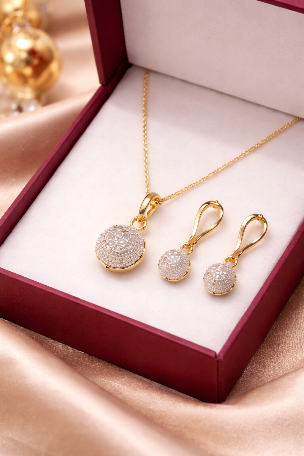 Gold-Plated Round CZ Jewelry Set