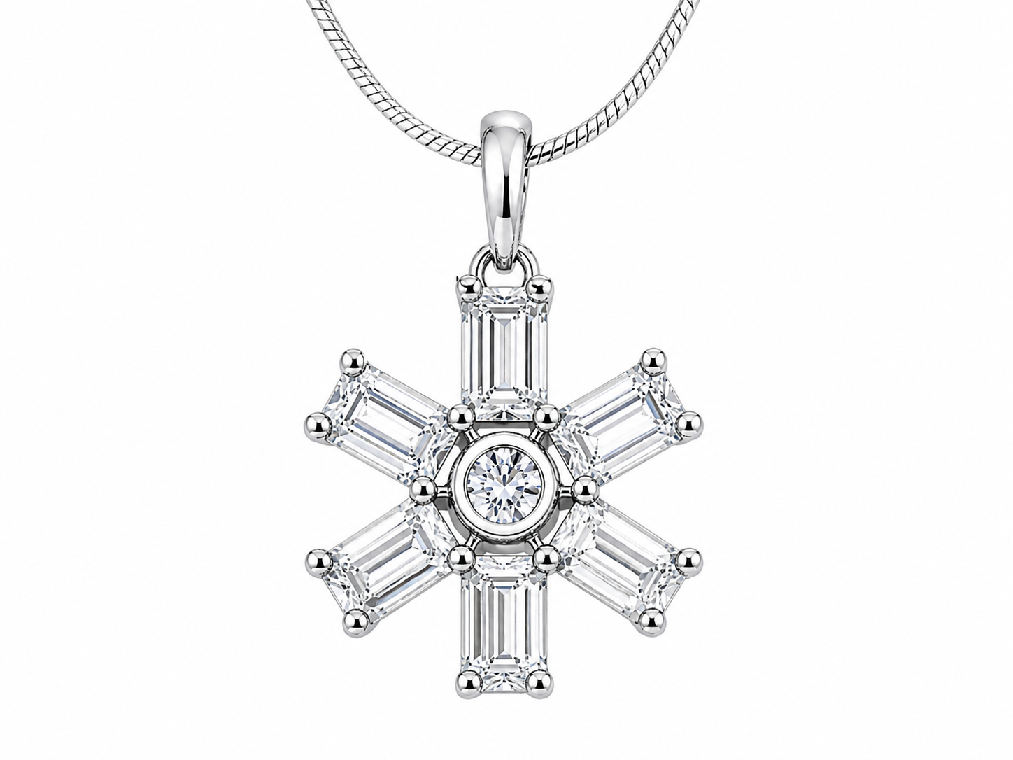 Silver Snowflake Pendant Necklace