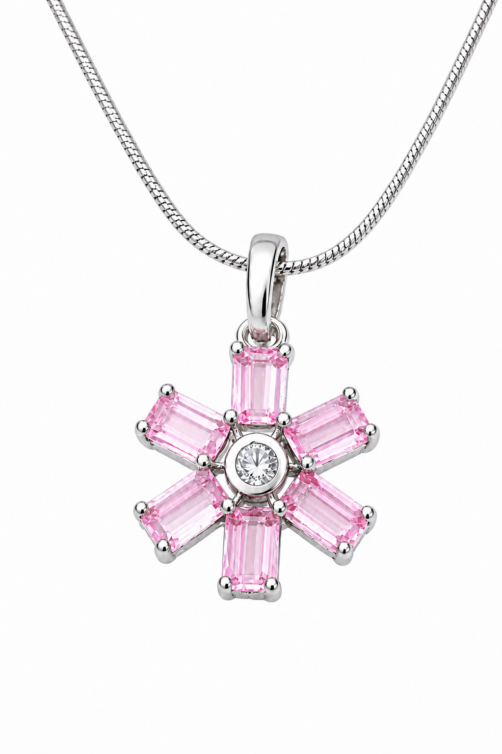 Pink Gem Flower Necklace