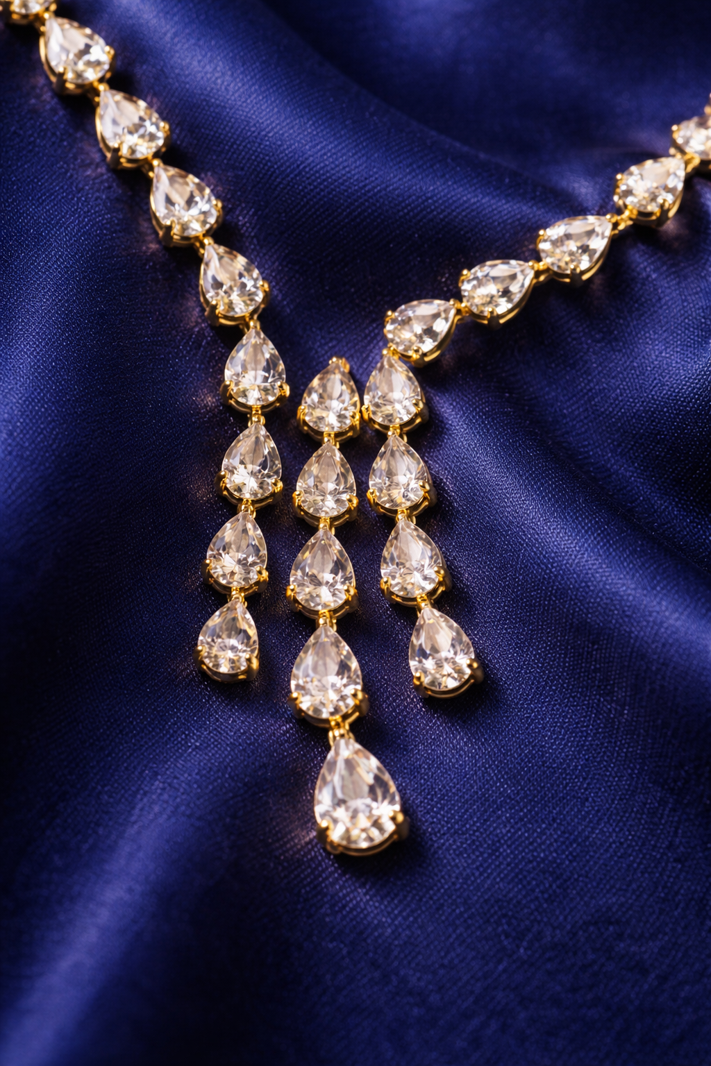 Elegant CZ Diamond Crystal Necklace & Earrings Set