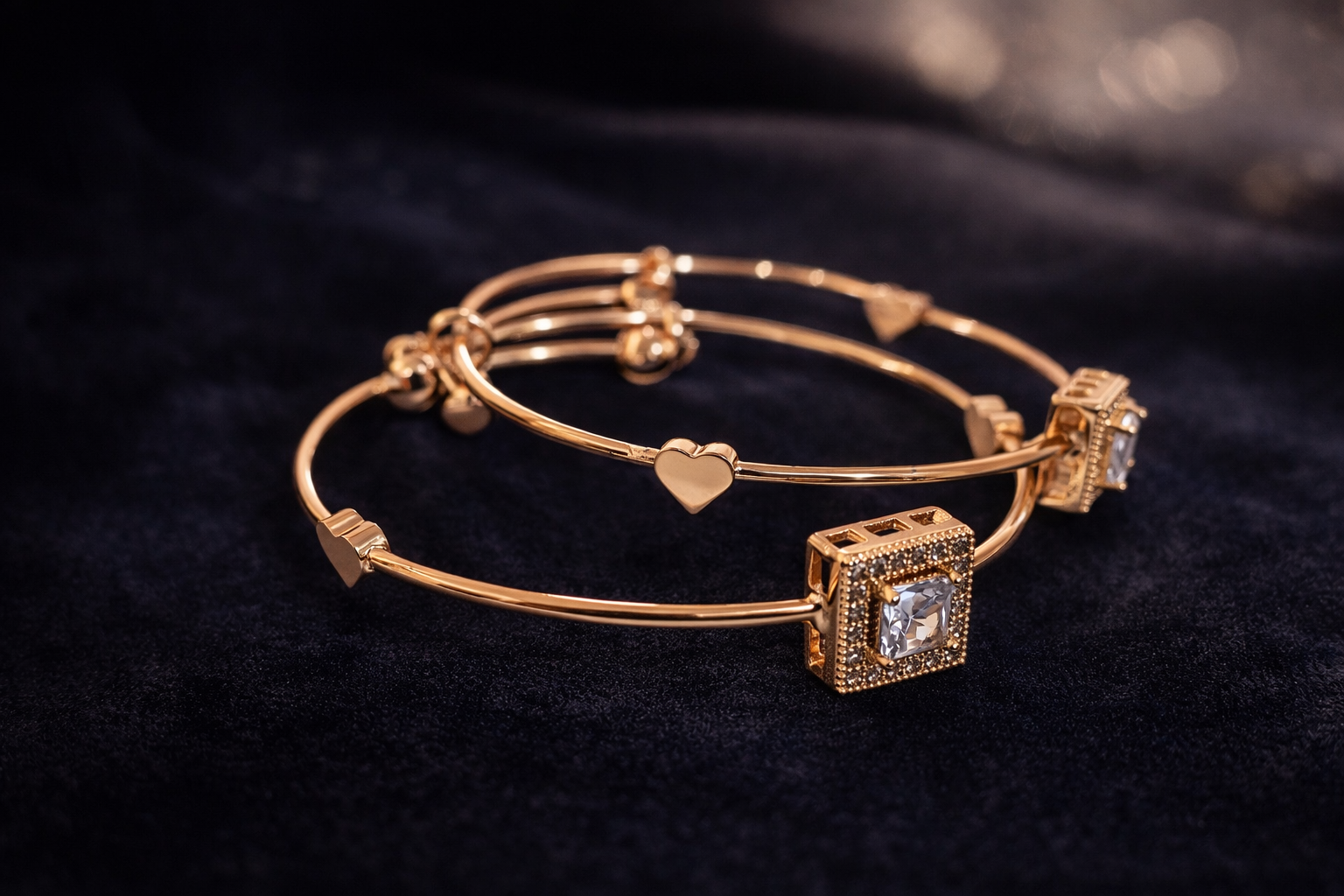 Square Crystal Gold Bracelet