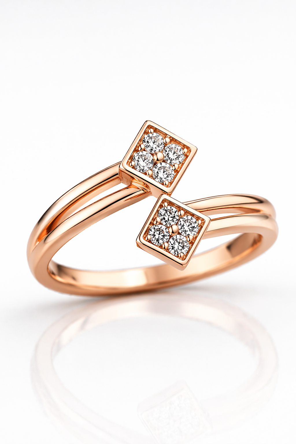 Rose Gold Plated CZ Diamond Square Ring