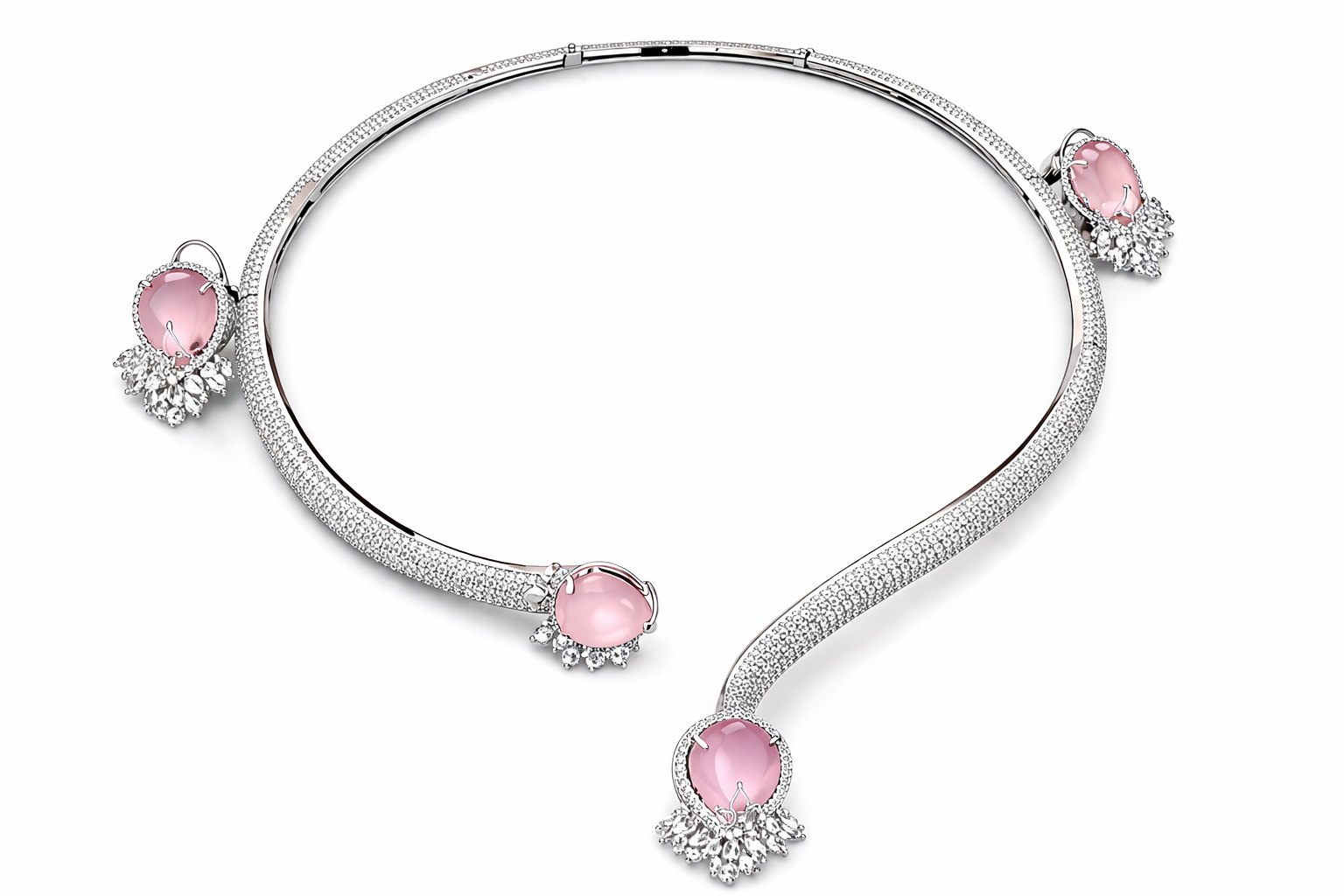 Pink Gemstone Diamond Choker Necklace