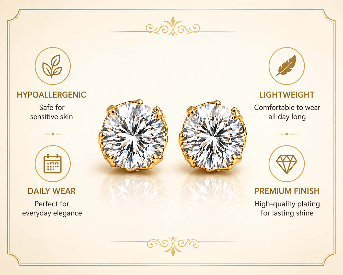 CZ Diamond Stud Earrings