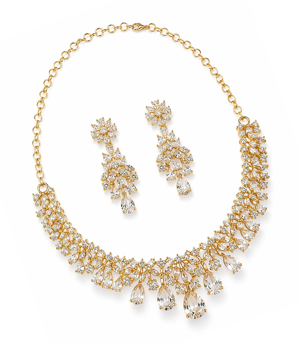 CZ Diamond Crystal Drop Jewelry Set