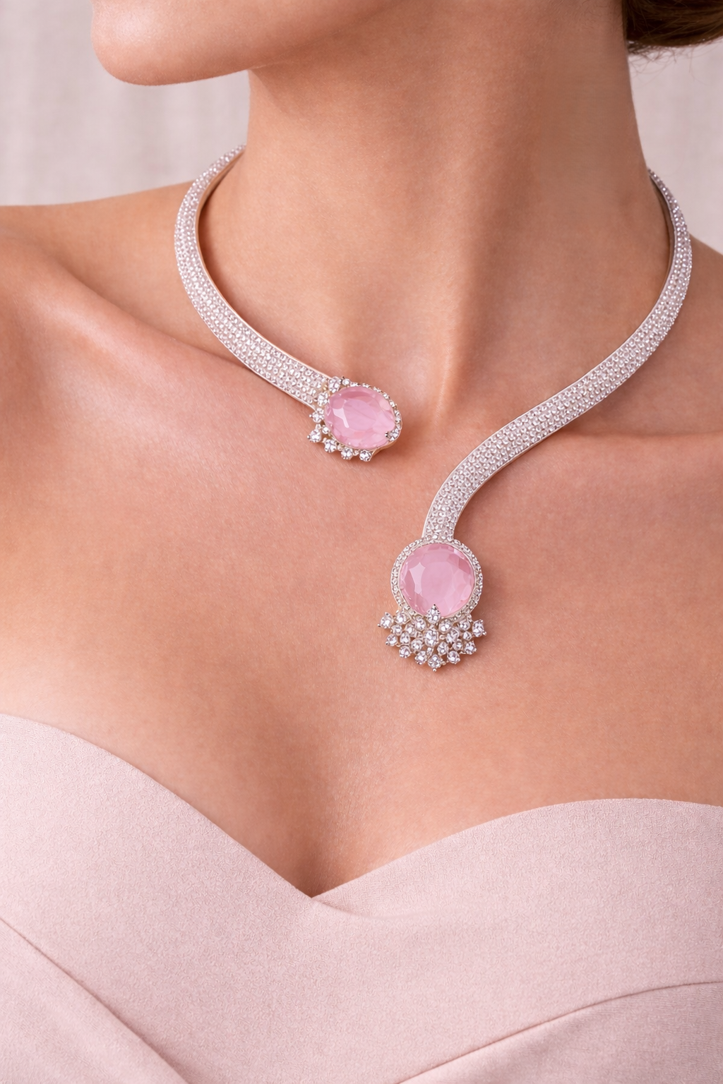 Pink Gemstone Diamond Choker Necklace