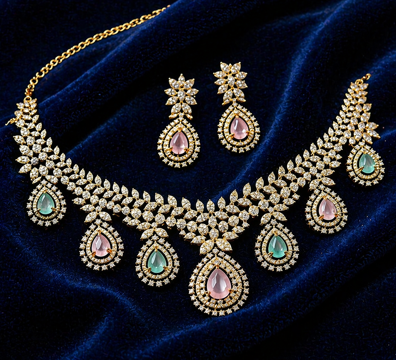 Luxury Gemstone Necklace & Earrings Set