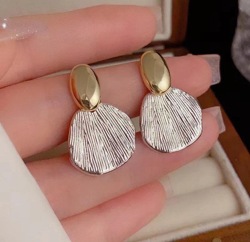 Golden & Silver Leaf Drop Earrings