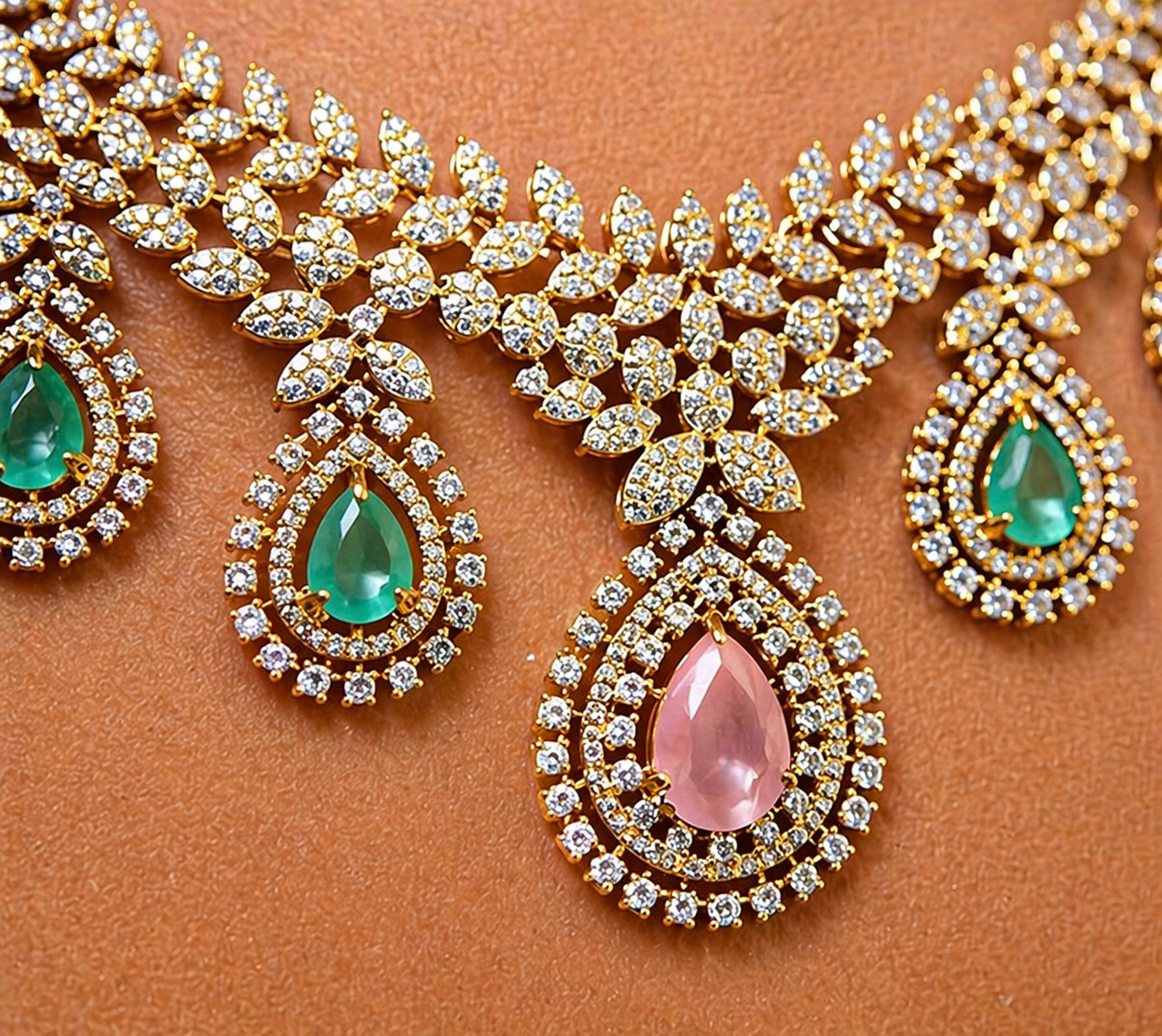 Luxury Gemstone Necklace & Earrings Set