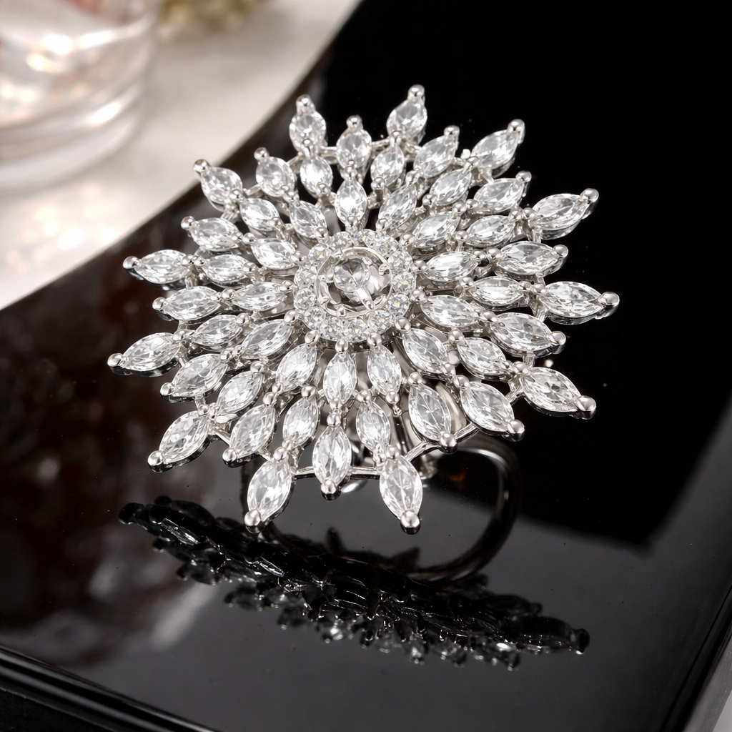 CZ Diamond Cluster Statement Ring