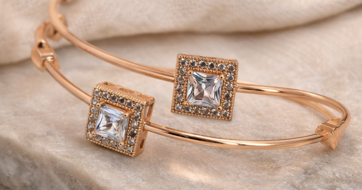 Square Crystal Gold Bracelet