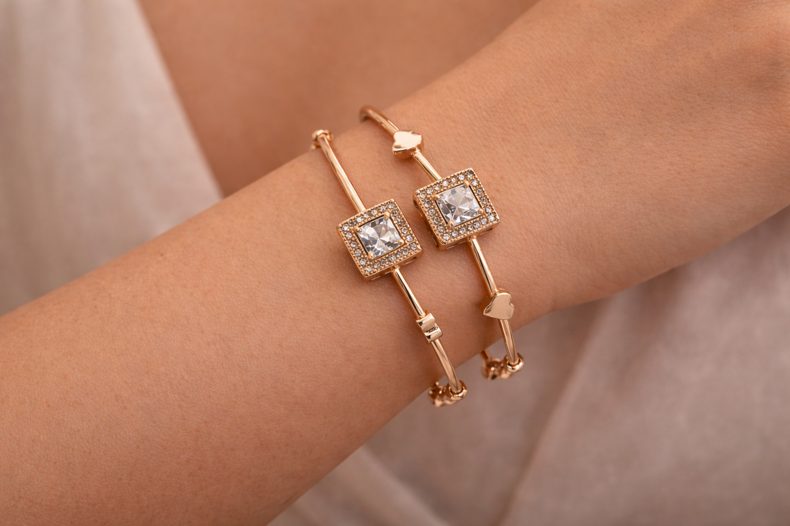 Square Crystal Gold Bracelet
