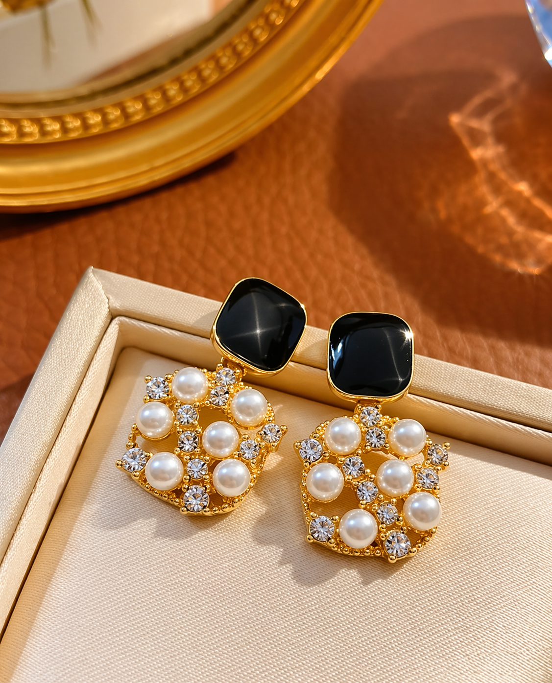 Elegant Pearl & Crystal Earrings