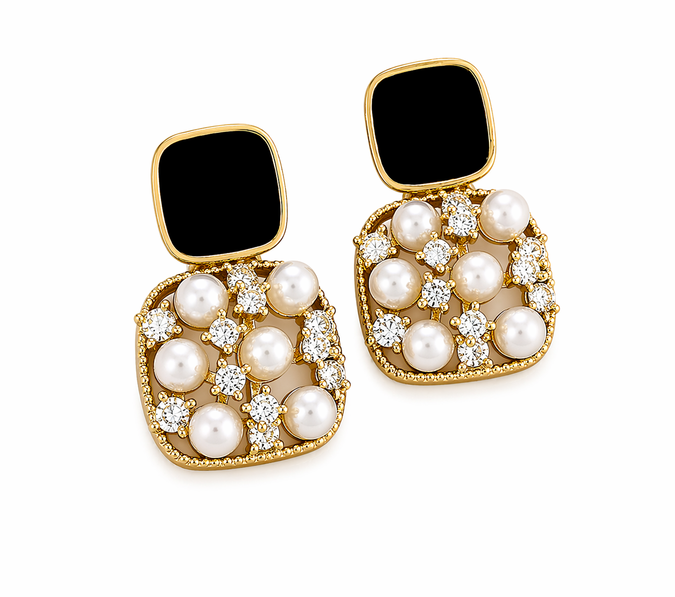 Elegant Pearl & Crystal Earrings