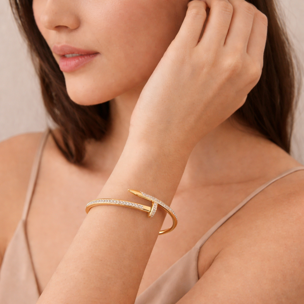 Gold Plated Nail Bracelet
