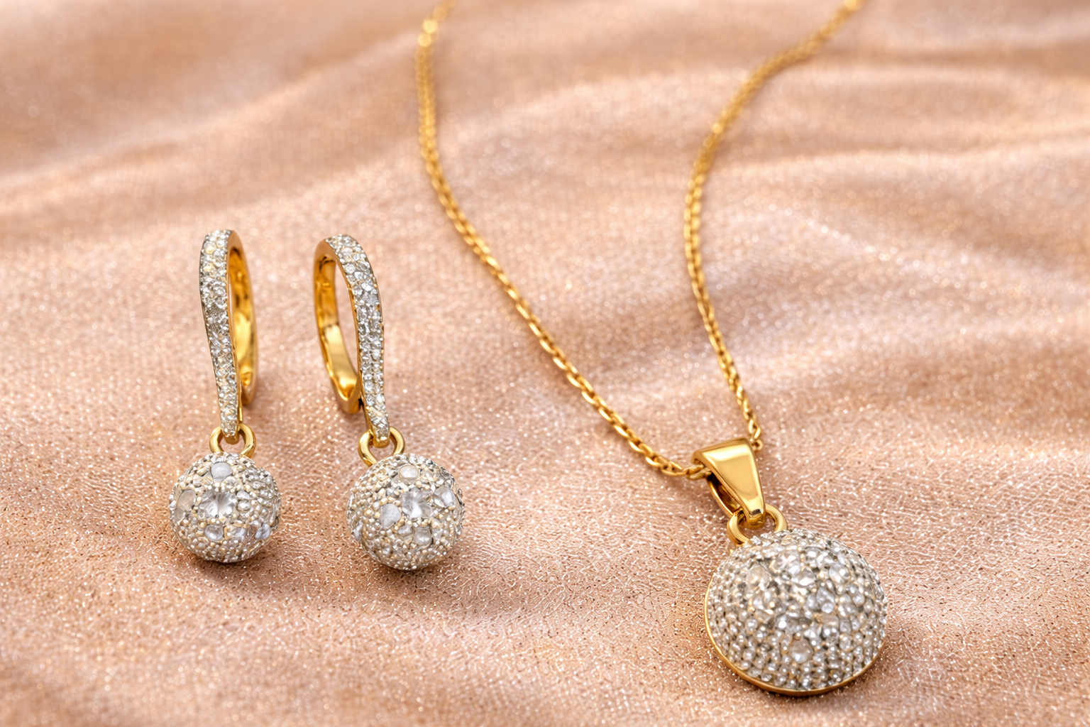 Gold-Plated Round CZ Jewelry Set