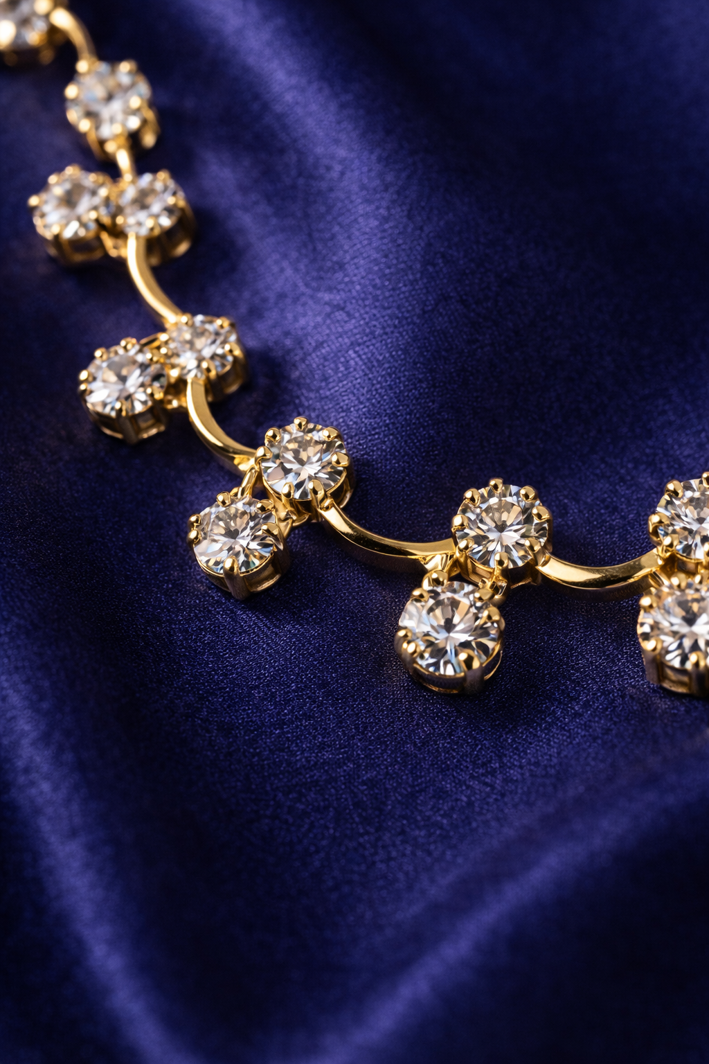 Elegant Gold Plated CZ Diamond Floral Necklace & Earring Set