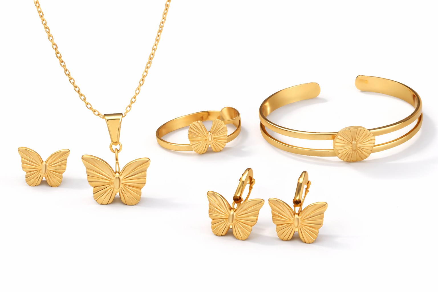 Gold Plated Butterfly Combo Jewelry Set