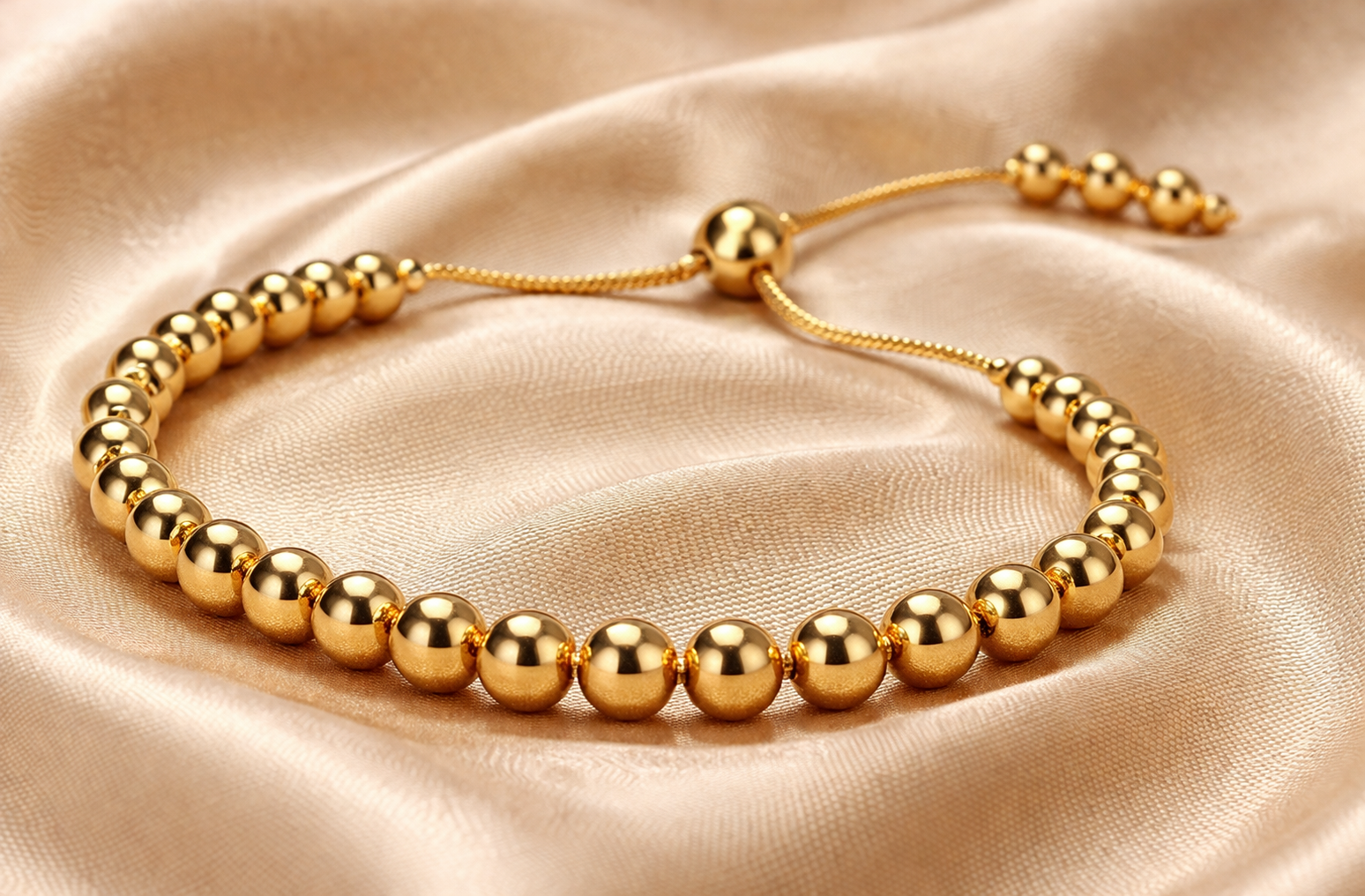 Gold Plated Bead Adjustable Bracelet