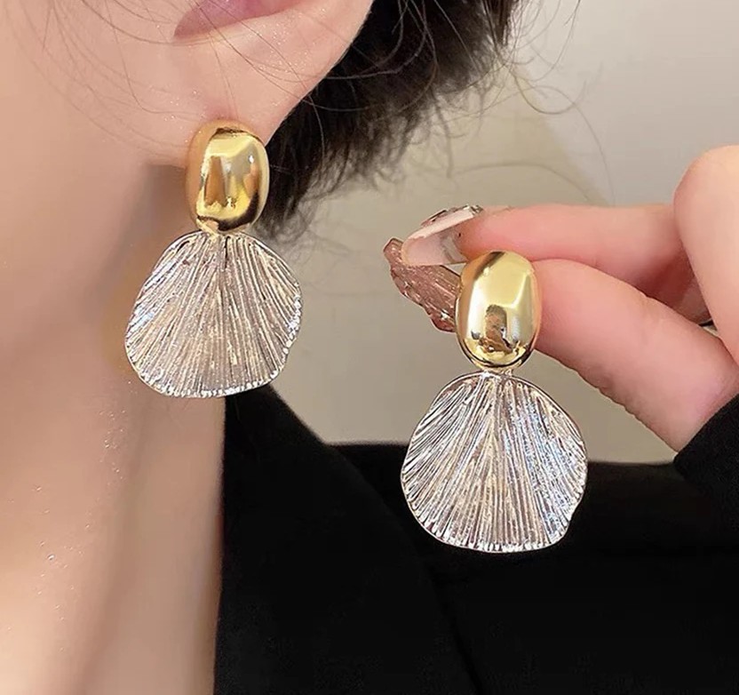 Golden & Silver Leaf Drop Earrings