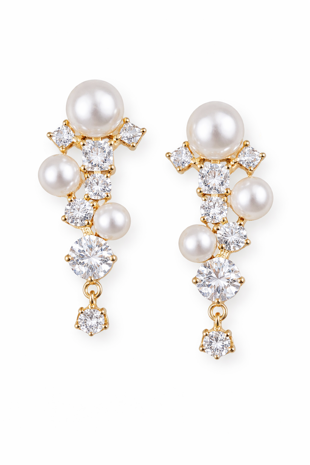 Elegant Pearl & Crystal Drop Earrings