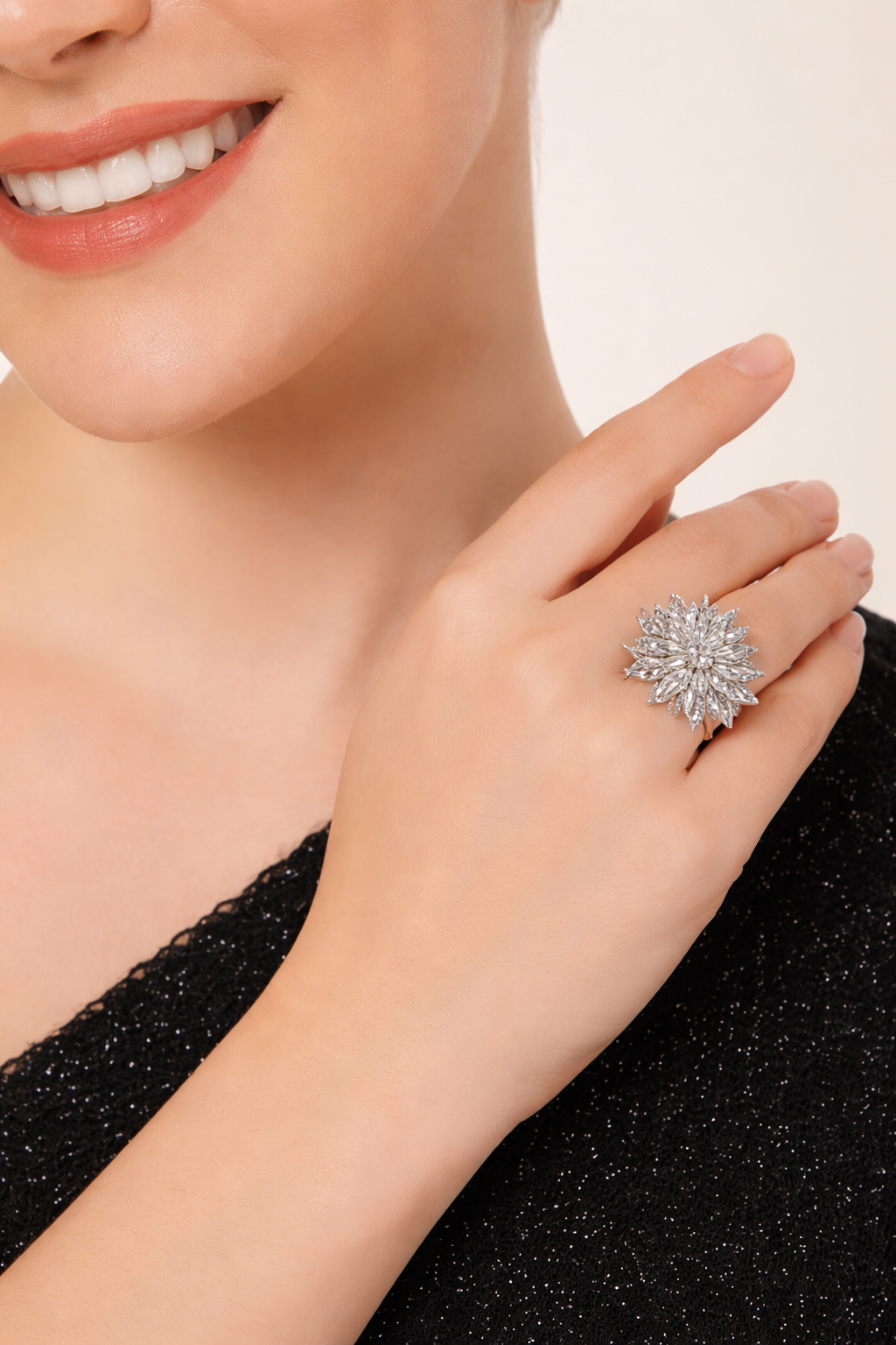 CZ Diamond Cluster Statement Ring