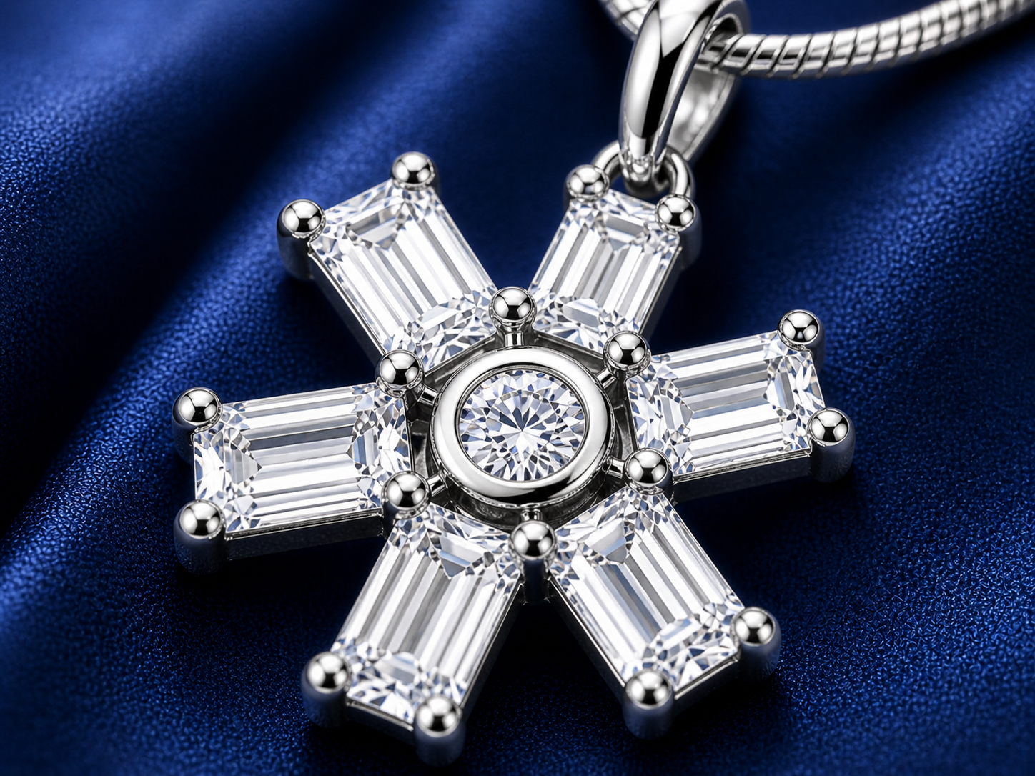 Silver Snowflake Pendant Necklace