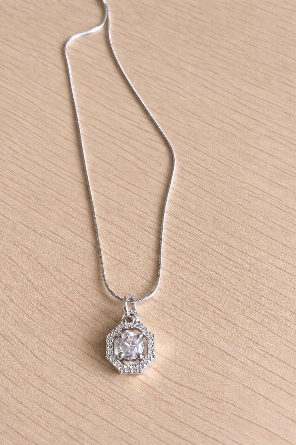 CZ Diamond Square Pendant with Solitaire studs
