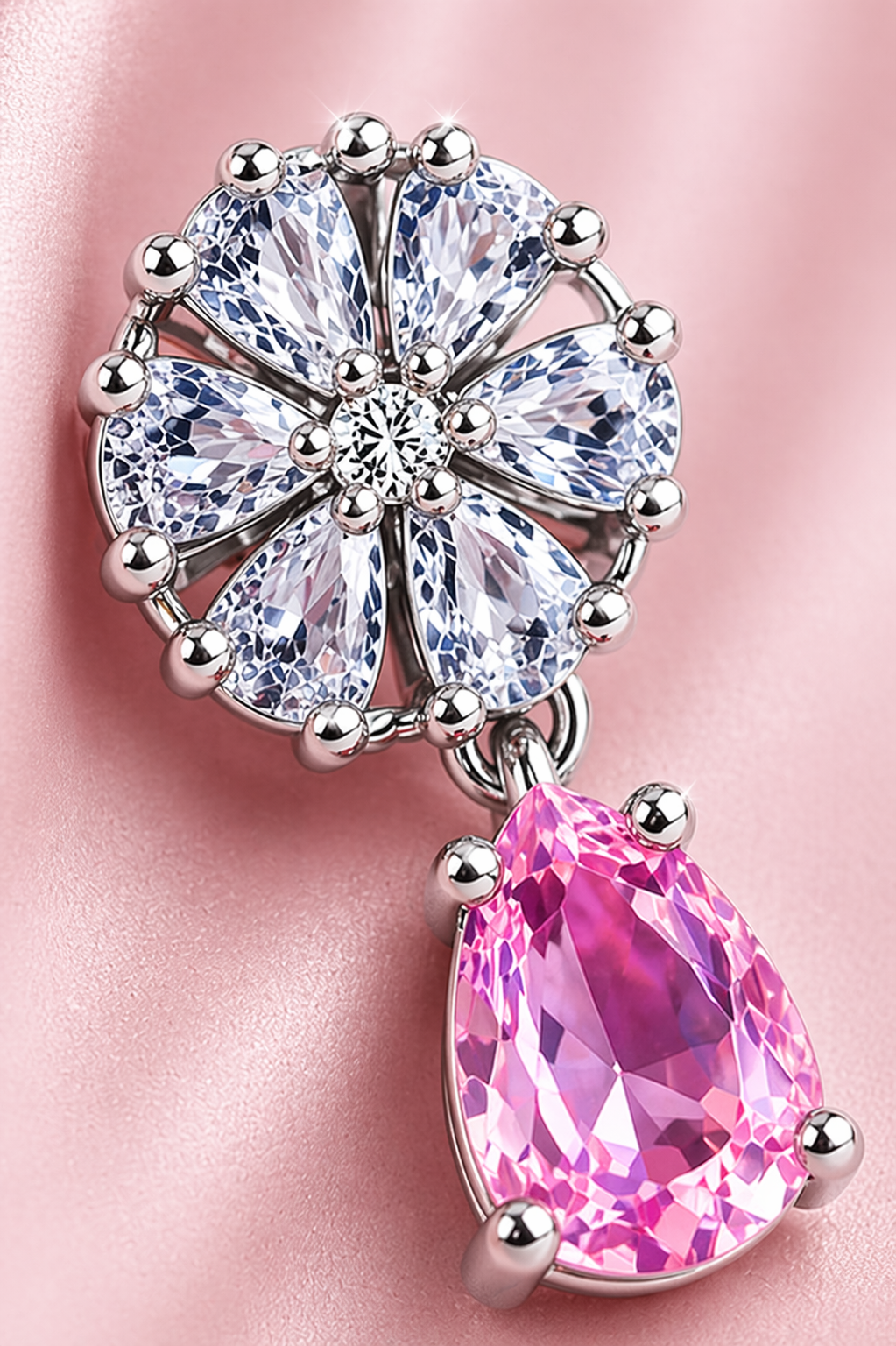 Pink Drop Flower Earrings