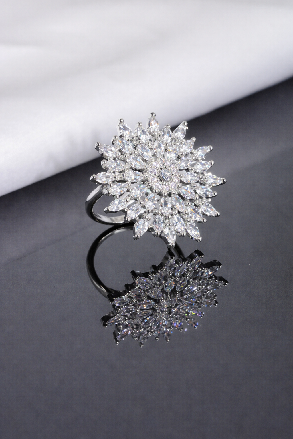 CZ Diamond Cluster Statement Ring