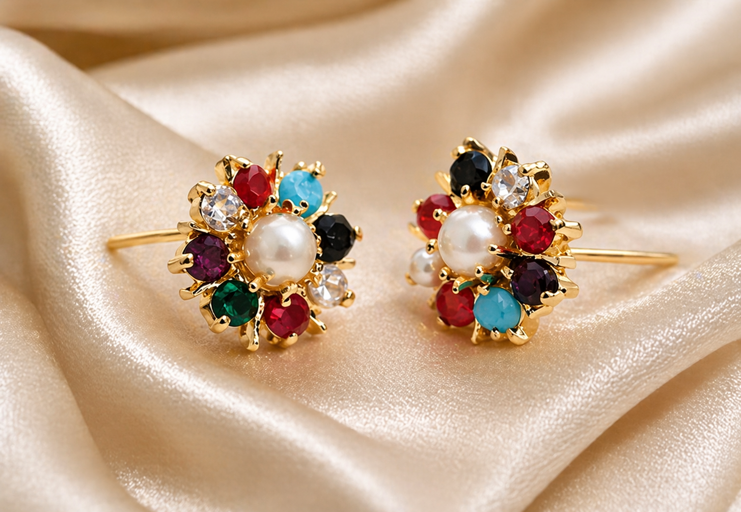Multicolor Gemstone Stud Earrings
