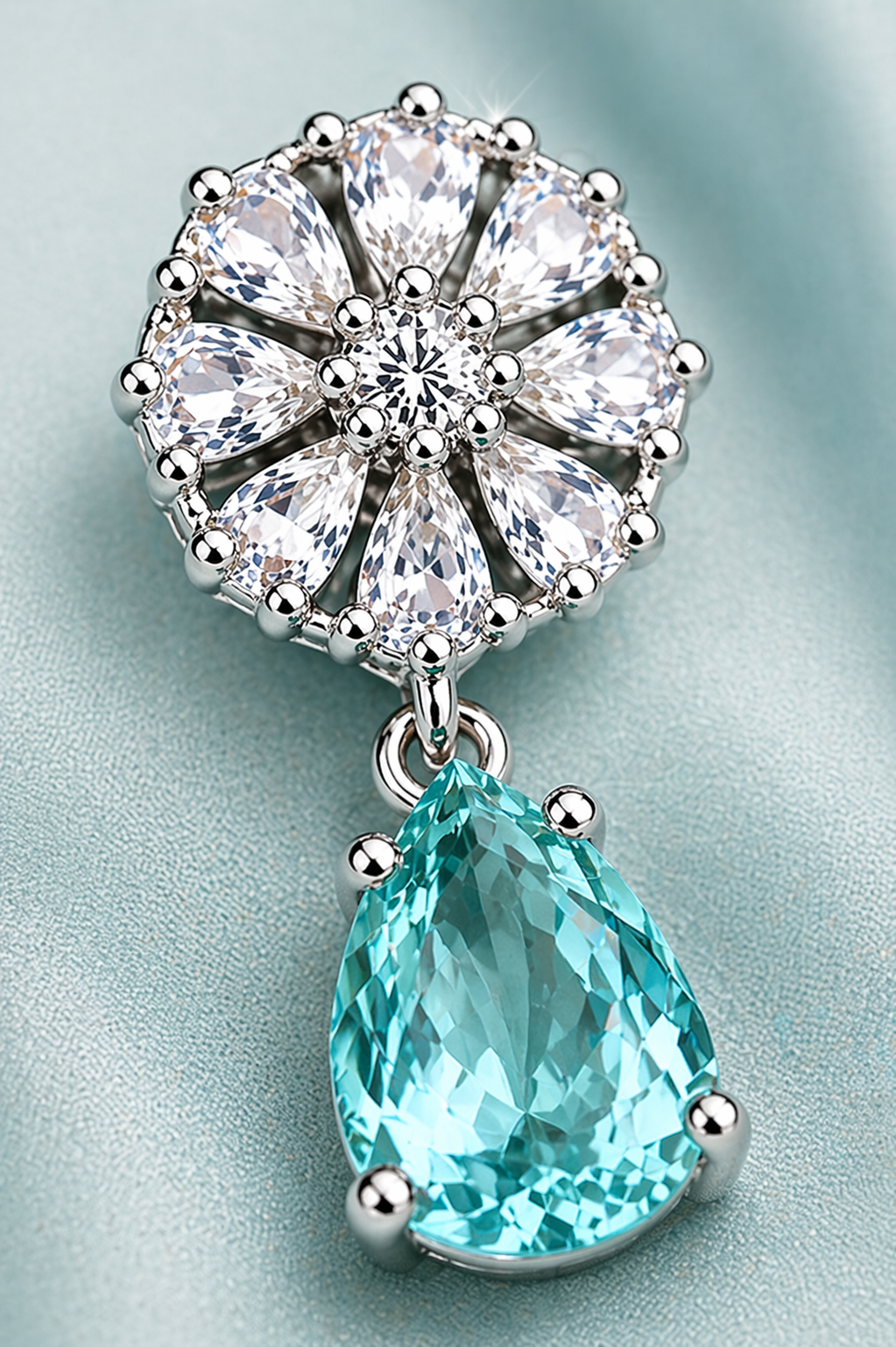 Mint Green Drop Flower Earrings