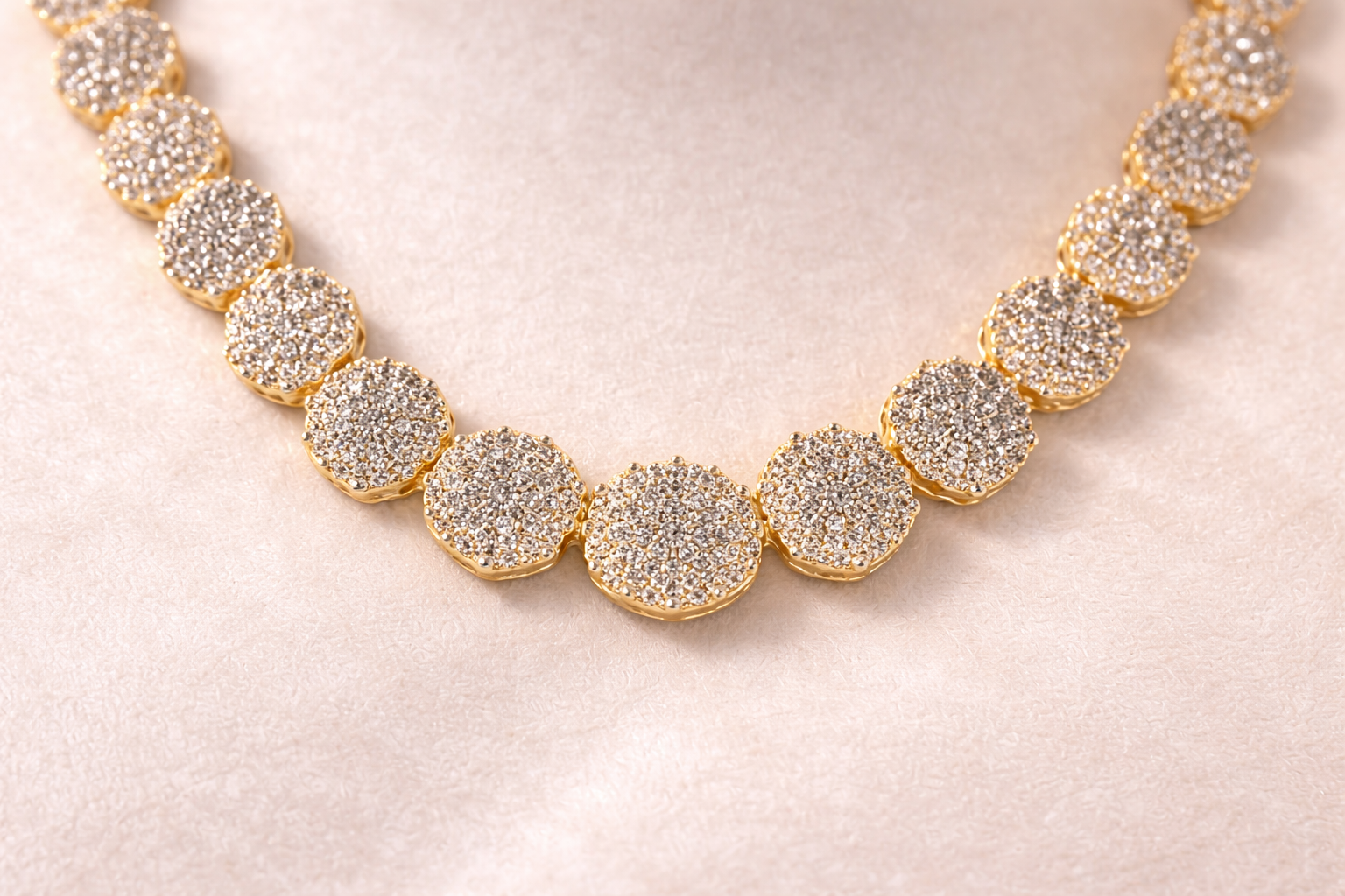 Gold Plated CZ Diamond Circle Necklace