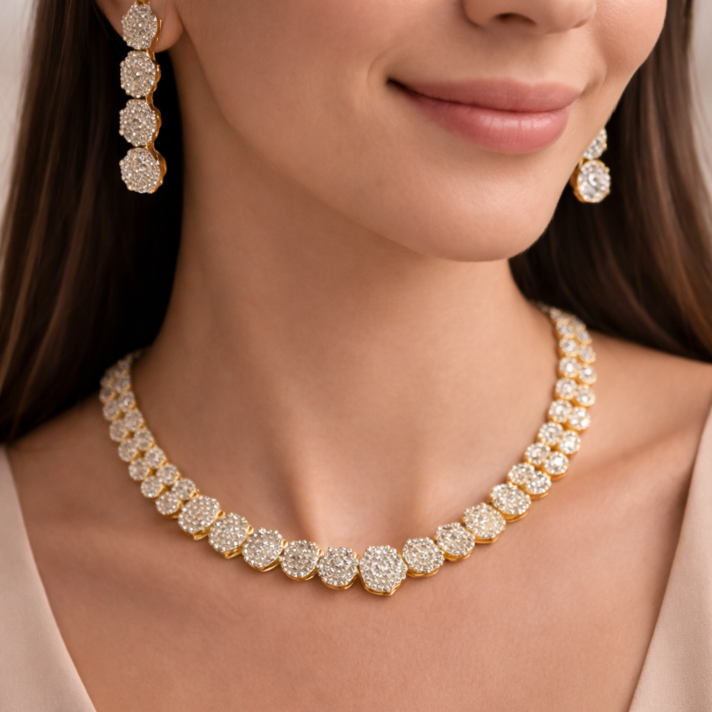 Gold Plated CZ Diamond Circle Necklace