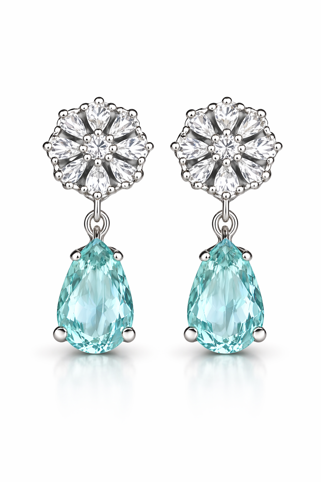 Mint Green Drop Flower Earrings